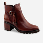 Botin tacon zumar de cuero graso para mujer - Miel