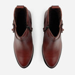 Botin tacon zumar de cuero graso para mujer - Miel