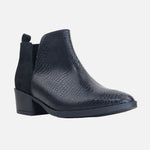 Botin tacon lune de cuero para mujer - Negro