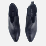 Botin tacon lune de cuero para mujer - Negro