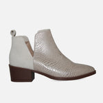 Botin tacon lune de cuero para mujer - Gris