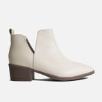 Botin tacon lune de cuero para mujer - Hueso