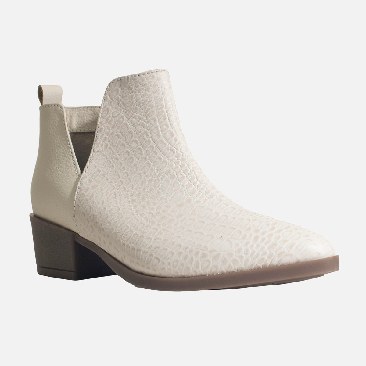 Botin tacon lune de cuero para mujer - Hueso