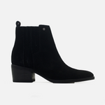 Botin tacon ela de cuero para mujer - Negro