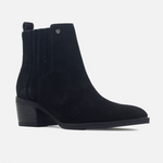 Botin tacon ela de cuero para mujer - Negro
