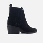 Botin tacon ela de cuero para mujer - Negro