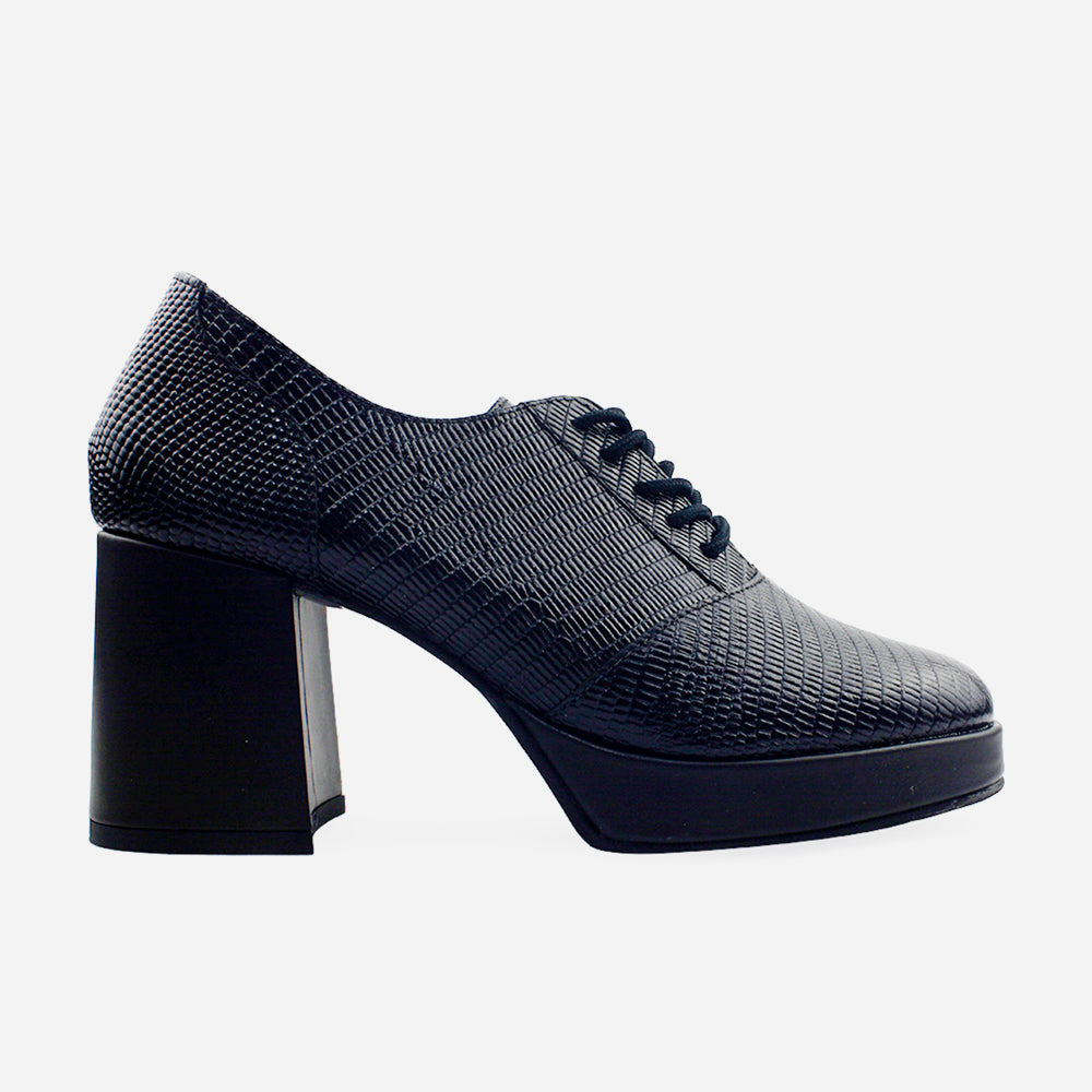 Oxford tacon gia de cuero para mujer - Negro