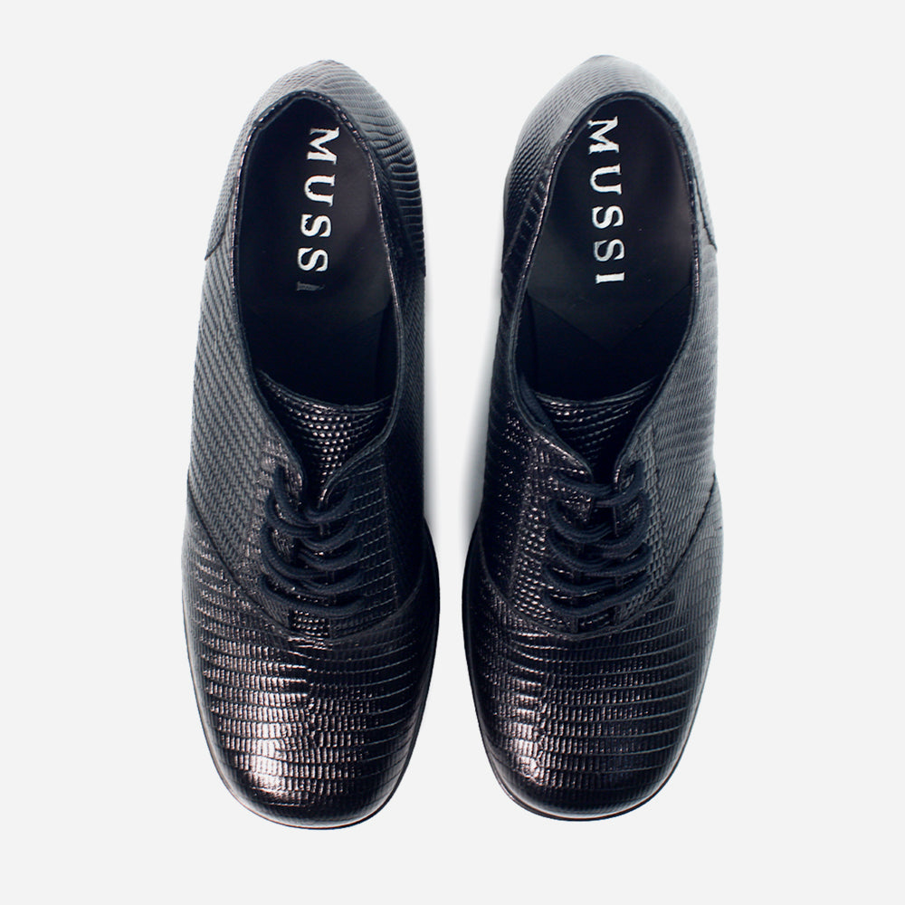 Oxford tacon gia de cuero para mujer - Negro