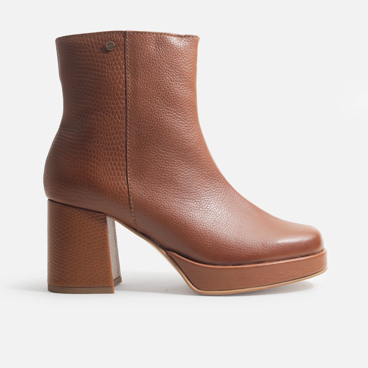 Botin plataforma renata de cuero para mujer - Miel
