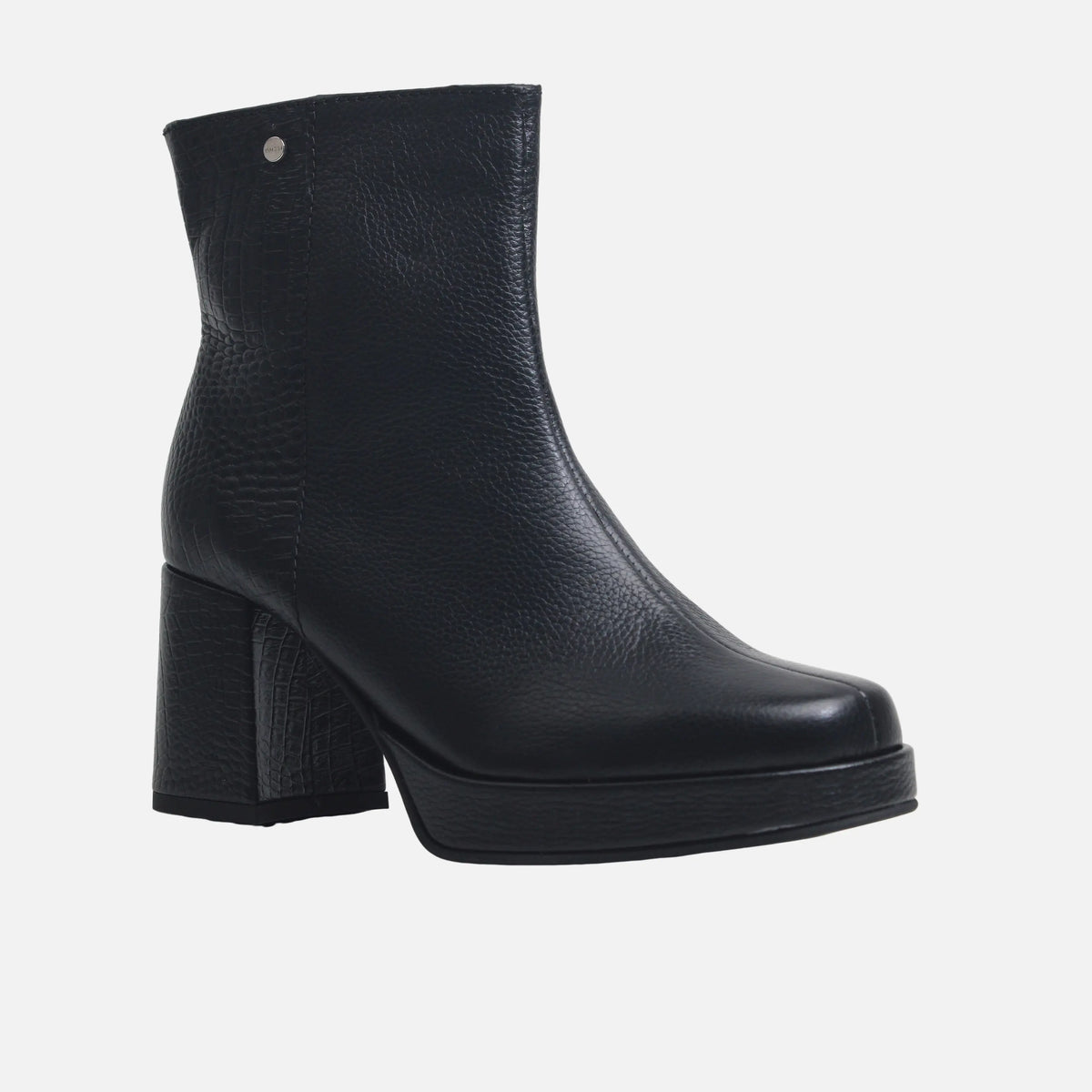 Botin plataforma renata de cuero para mujer - Negro
