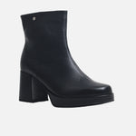 Botin plataforma renata de cuero para mujer - Negro