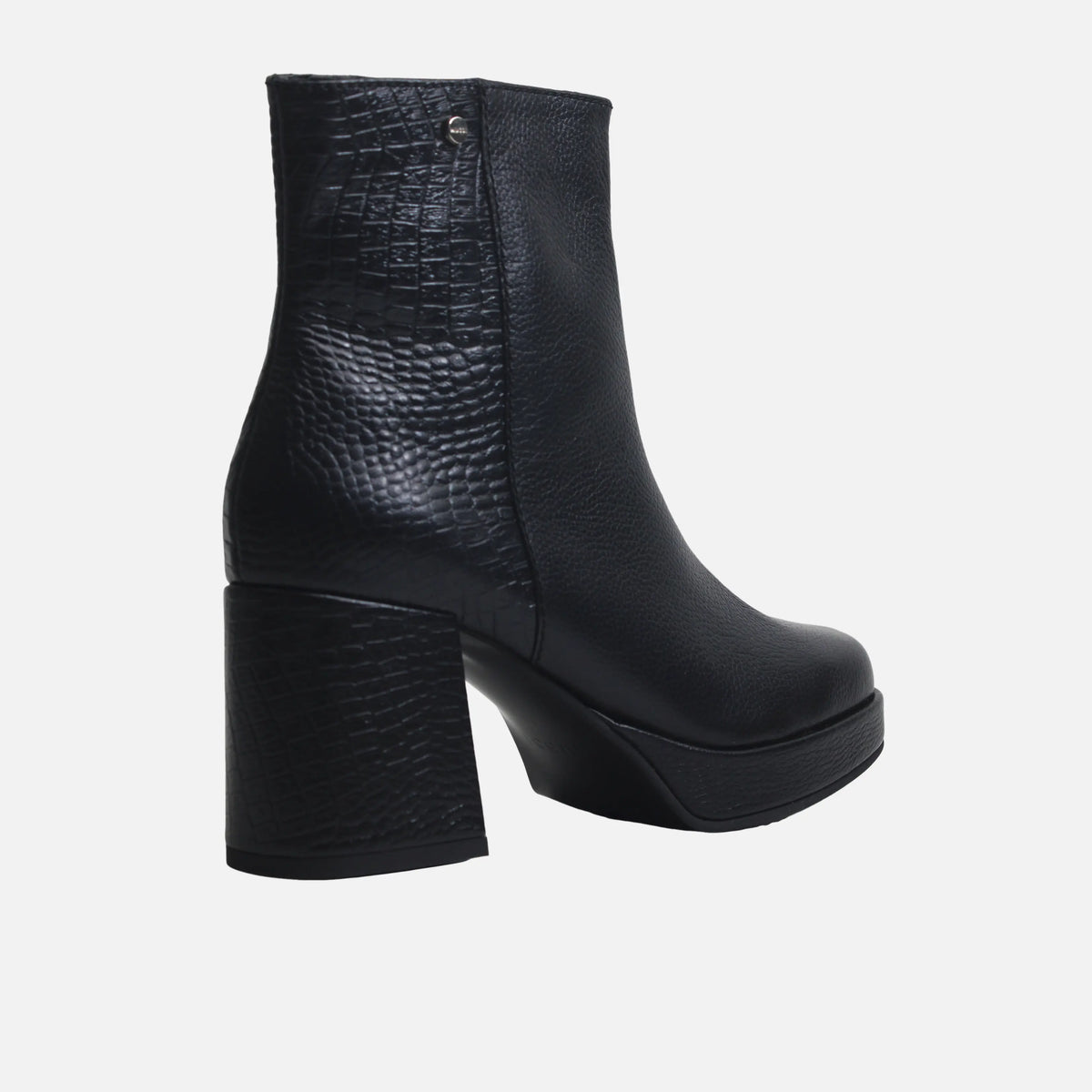 Botin plataforma renata de cuero para mujer - Negro