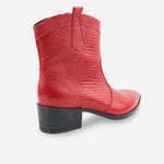 Botin texano messy de cuero para mujer - Rojo