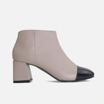 Botin tacon night de cuero para mujer - Nude