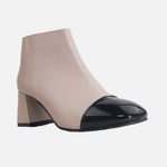 Botin tacon night de cuero para mujer - Nude