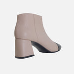 Botin tacon night de cuero para mujer - Nude