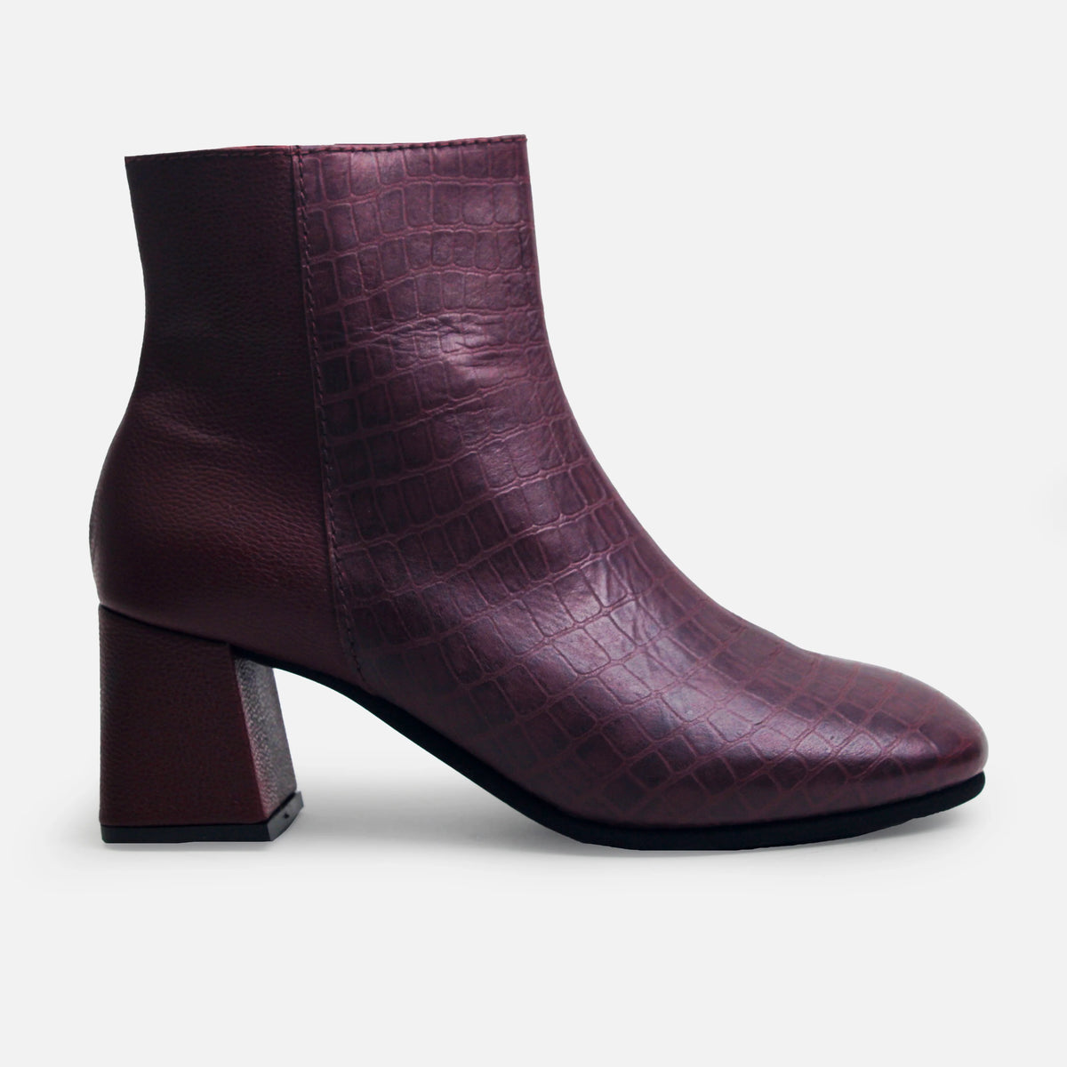 Botin tacon emma de cuero para mujer - Vino