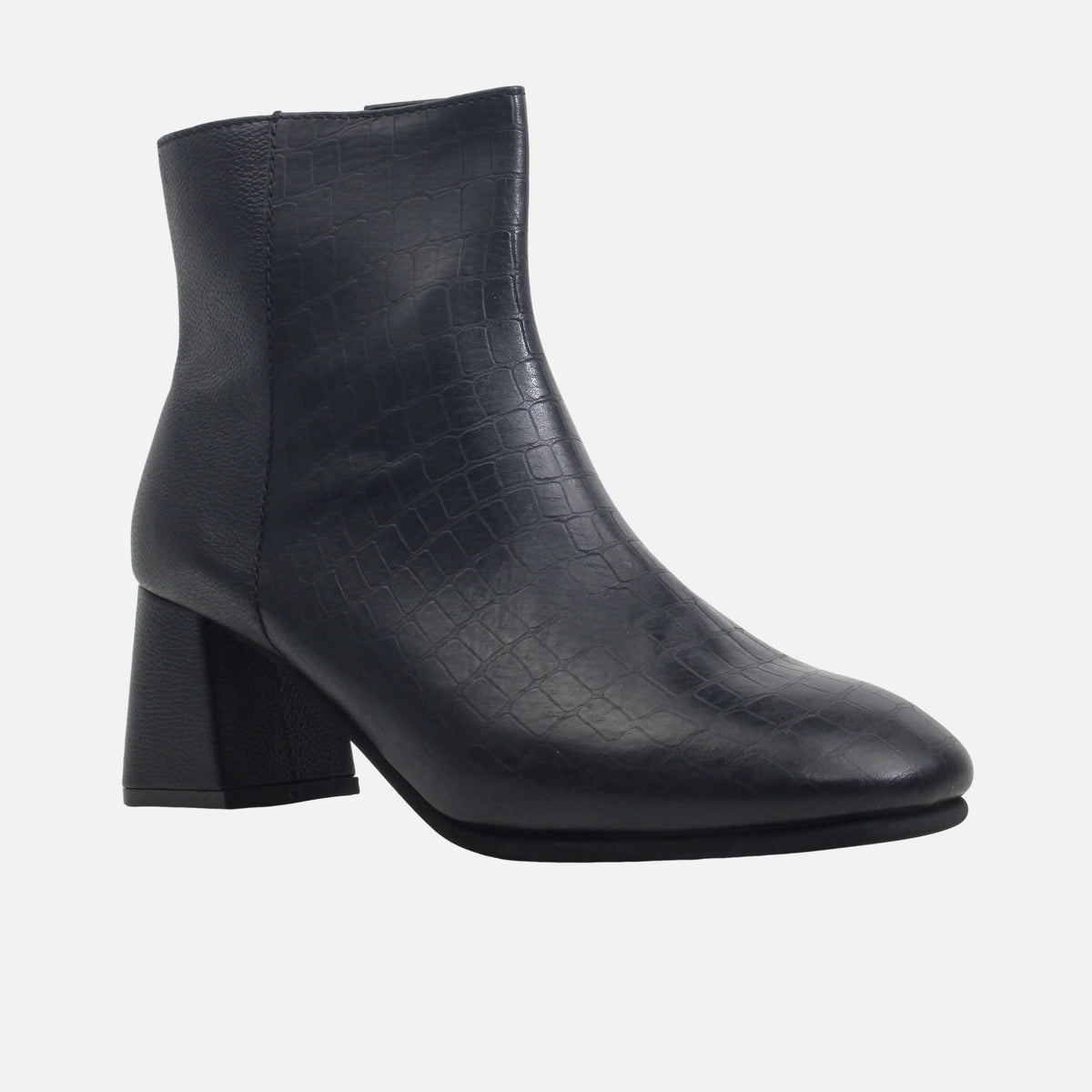 Botin tacon emma de cuero para mujer - Negro