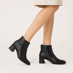 Botin tacon emma de cuero para mujer - Negro
