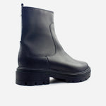 Botin flatform ciana de cuero para mujer - Negro