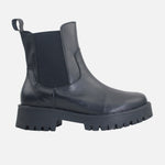 Botin tractorado luna de cuero para mujer - Negro