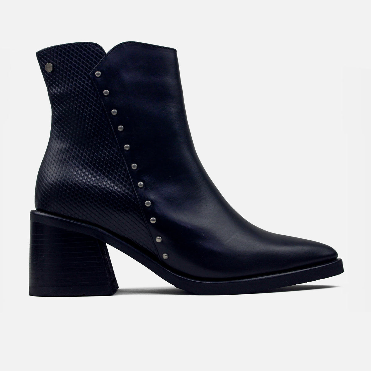 Botin tacon carina de cuero para mujer - Negro