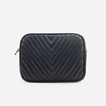 Bolso manos libres camilla de cuero para mujer - Negro