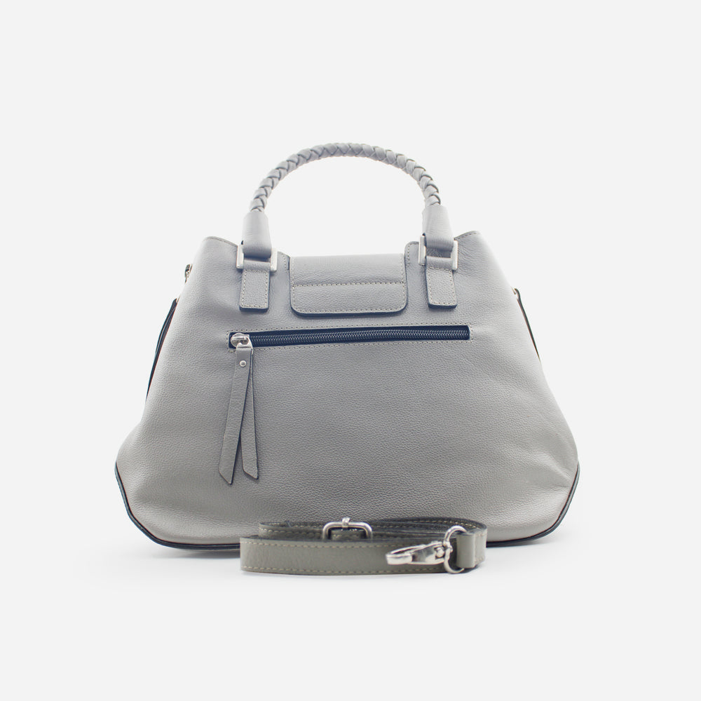 Cartera mara de cuero para mujer - Gris