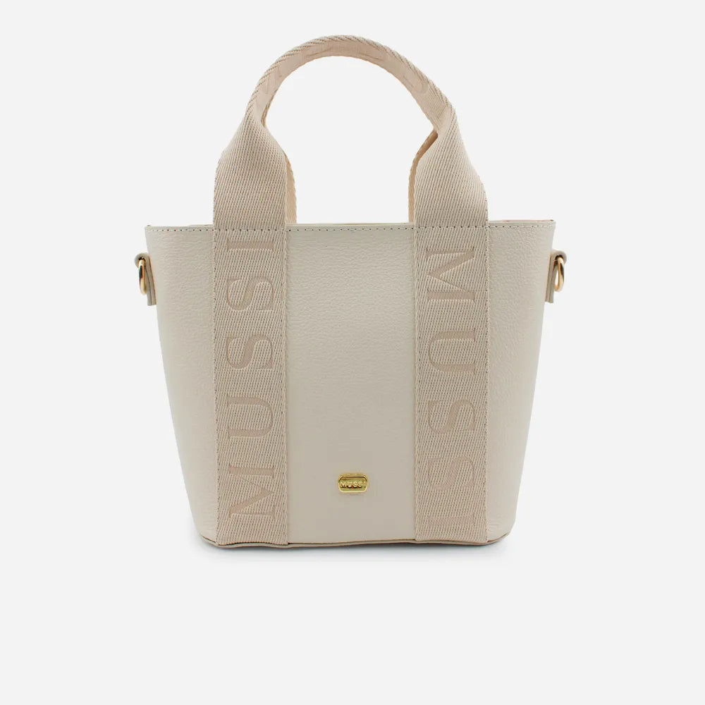 Bolso manos libres miley de cuero para mujer - Hueso