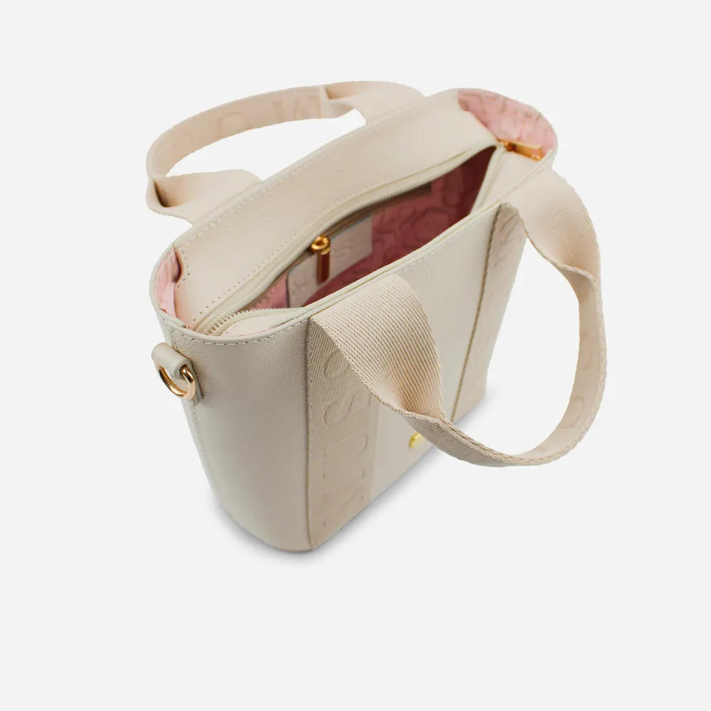 Bolso manos libres miley de cuero para mujer - Hueso