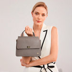 Bolso manos libres jade de cuero para mujer - Taupe