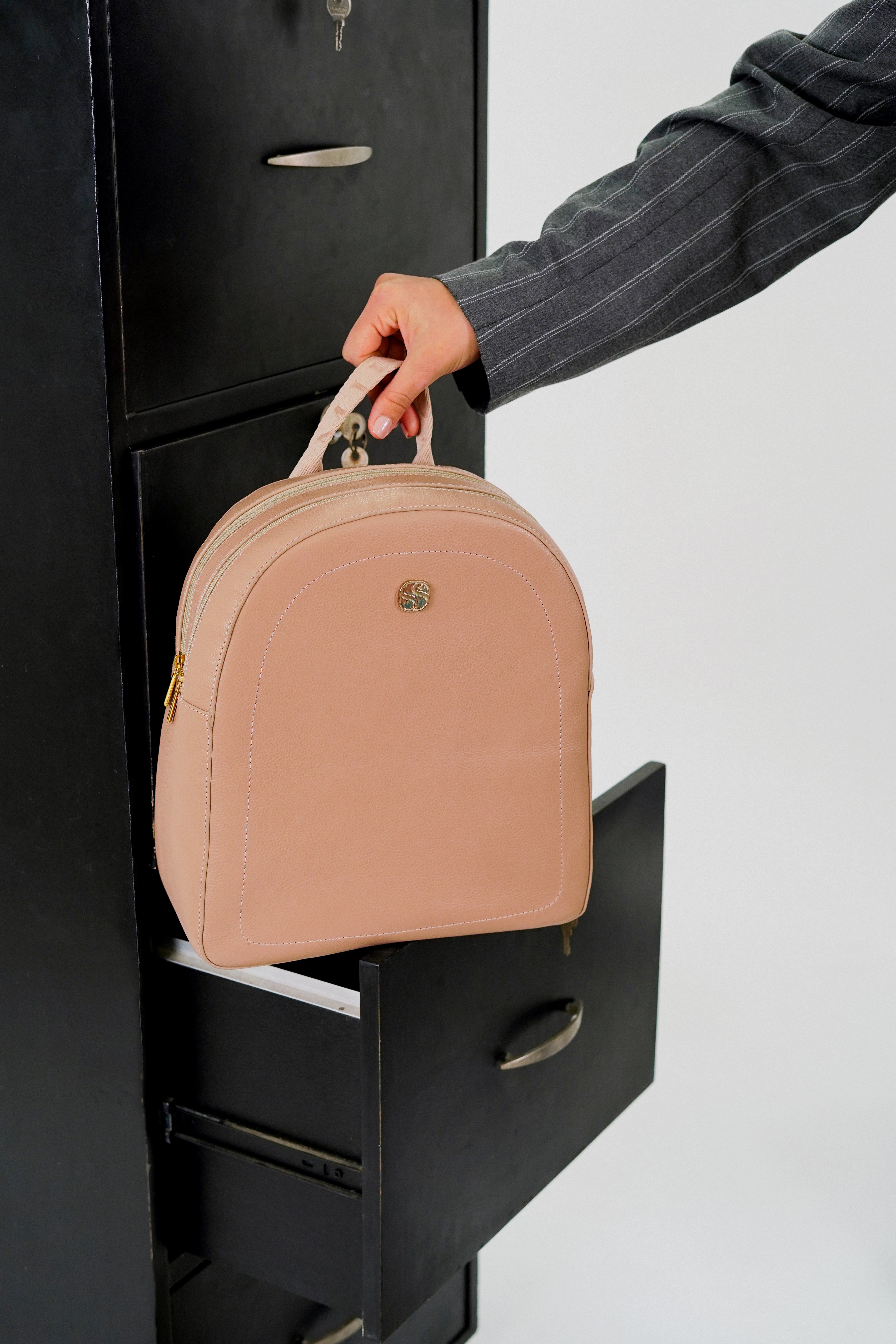 Morral selena de cuero para mujer Taupe