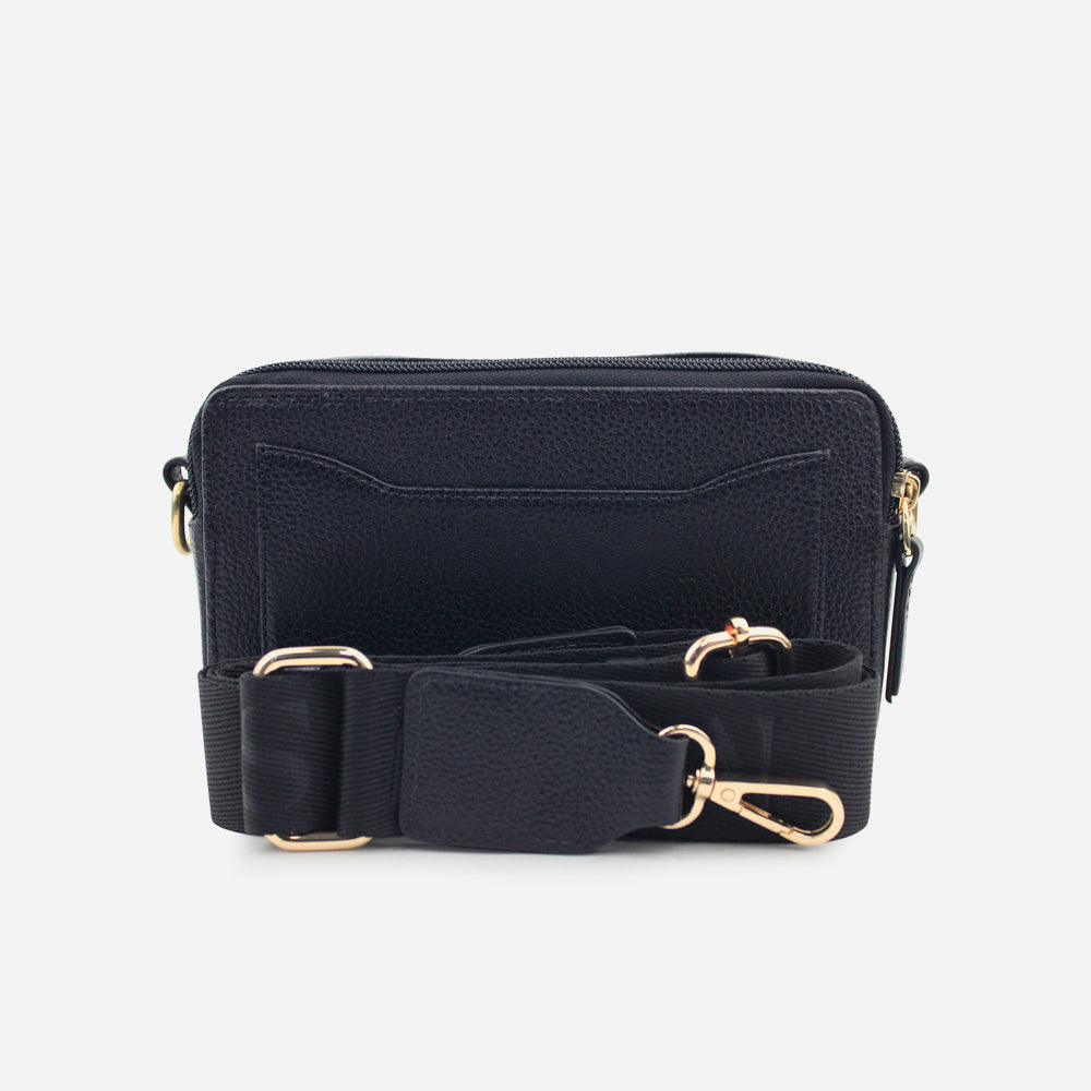 Bolso manos libres nebula de cuero para mujer - Negro