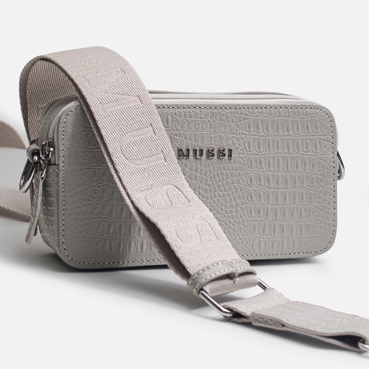 Bolso manos libres nebula de cuero para mujer - Gris