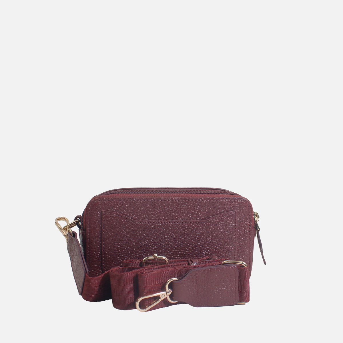 Bolso manos libres nebula de cuero para mujer - Vino