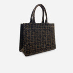 Bolso de mano rosas de textil para mujer - Negro