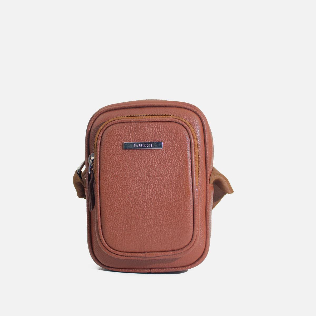 Bolso manos libres lisa de cuero para mujer - Miel