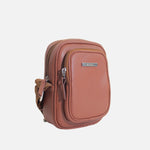 Bolso manos libres lisa de cuero para mujer - Miel