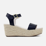 Sandalia plataforma perla de cuero para mujer - Negro