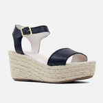 Sandalia plataforma perla de cuero para mujer - Negro