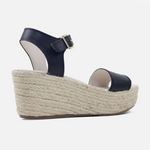 Sandalia plataforma perla de cuero para mujer - Negro