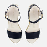 Sandalia plataforma perla de cuero para mujer - Negro