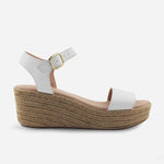 Sandalia plataforma perla de cuero para mujer - Blanco