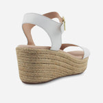 Sandalia plataforma perla de cuero para mujer - Blanco