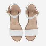 Sandalia plataforma perla de cuero para mujer - Blanco