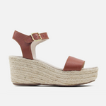 Sandalia plataforma perla de cuero para mujer - Miel