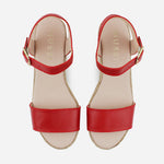 Sandalia plataforma perla de cuero para mujer - Rojo