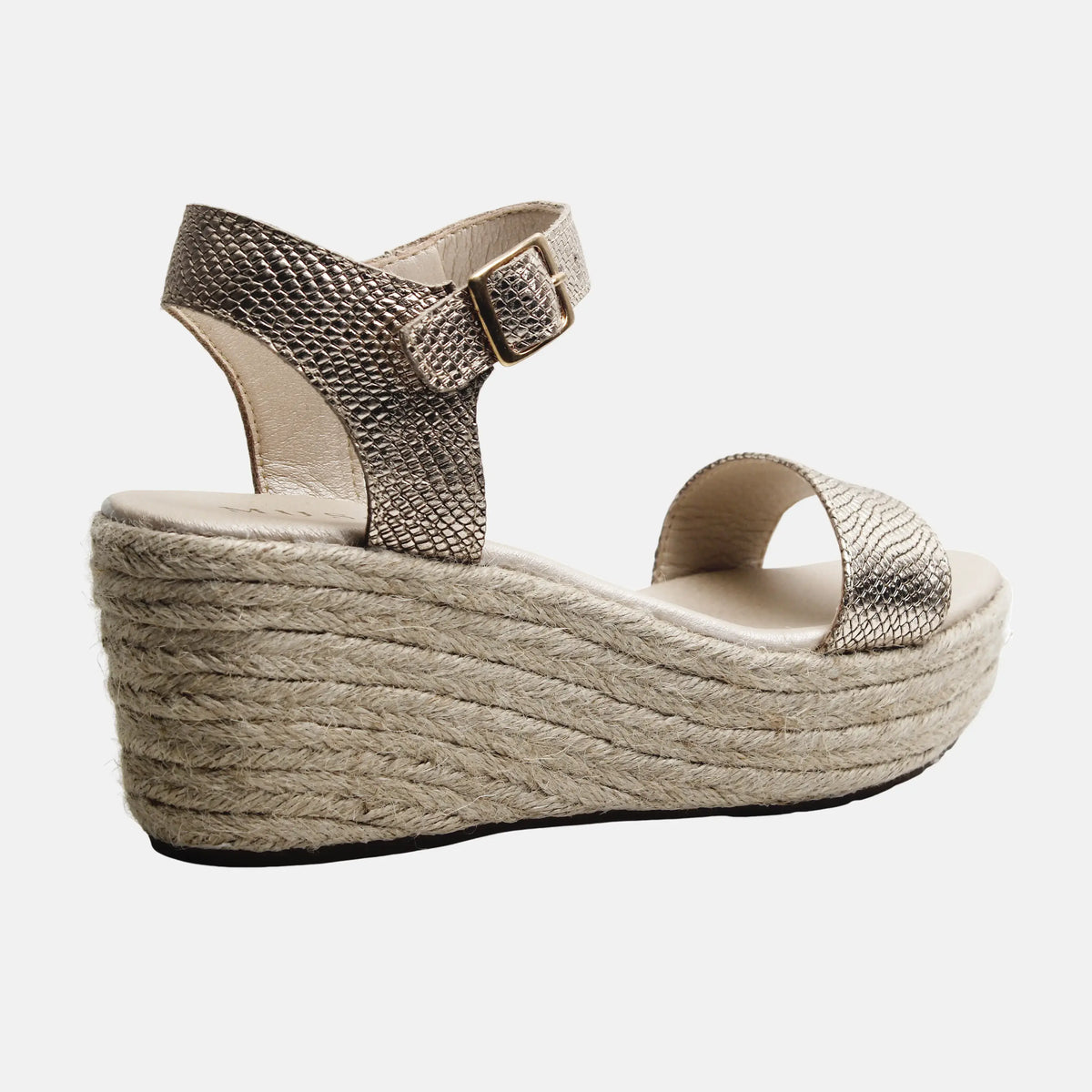 Sandalia plataforma perla de cuero para mujer - Oro