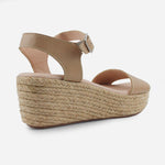 Sandalia plataforma perla de cuero para mujer - Taupe