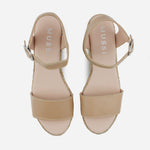 Sandalia plataforma perla de cuero para mujer - Taupe